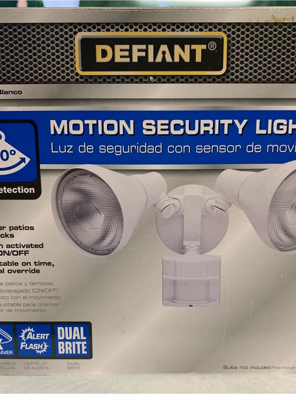 Defiant White Motion Security Light - Dual Head Outdoor Fixture